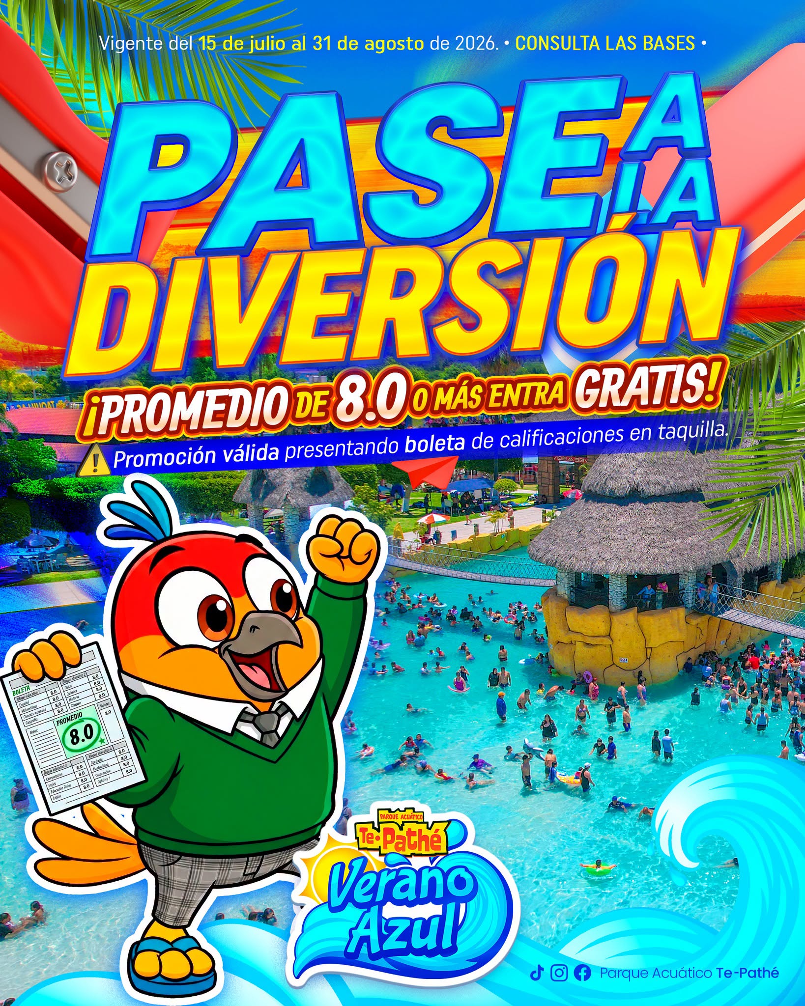 Obten tu pase a la diversión en Balneario Te-Pathé este mes de julio 2026